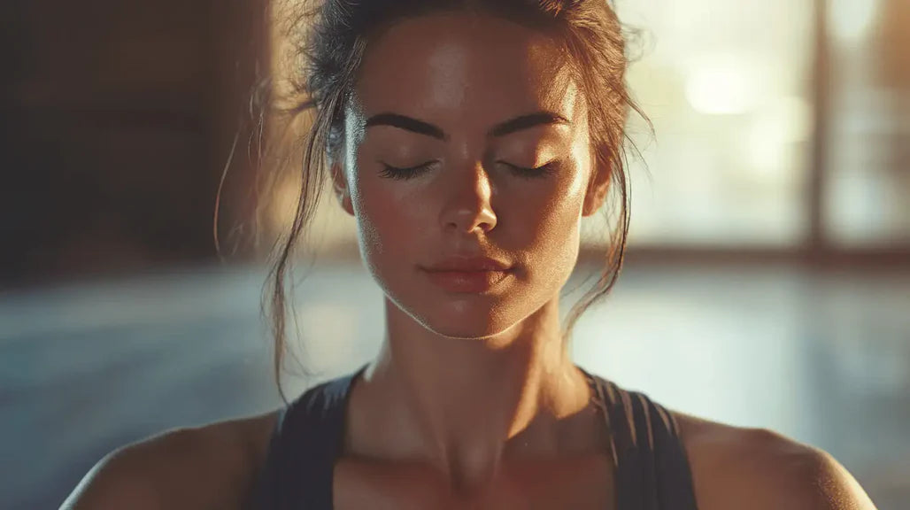 A young woman during yoga session.