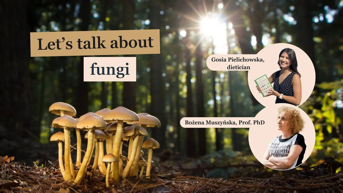 The graphic shows a trailer for a podcast in which psychodietitian Gosia Pielichowska talks to Professor Bożena Muszyńska